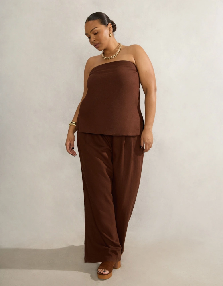 Chocolate Linen Blend Bandeau Top