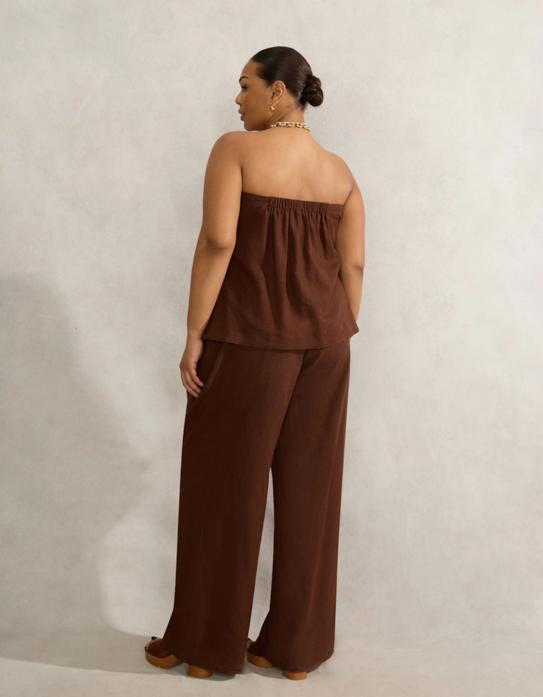 Chocolate Linen Blend Bandeau Top