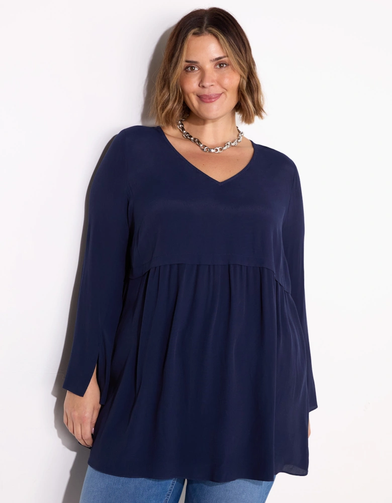 Navy V-Neck Smock Tunic