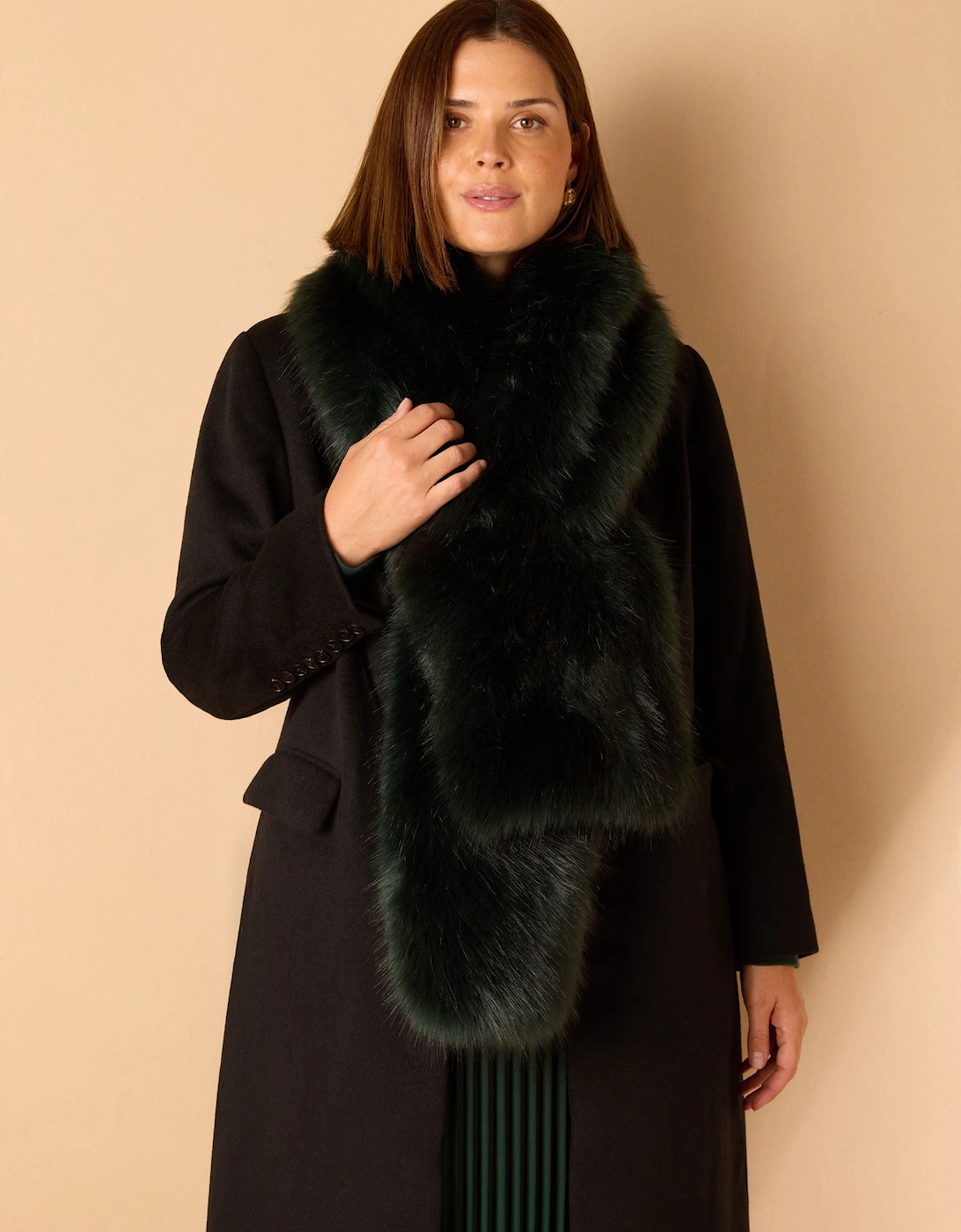 Green Faux Fur Scarf