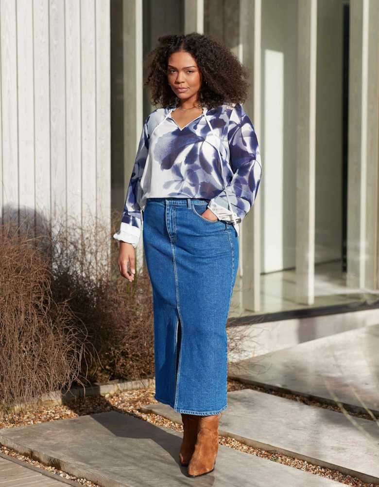 Denim Midi Skirt