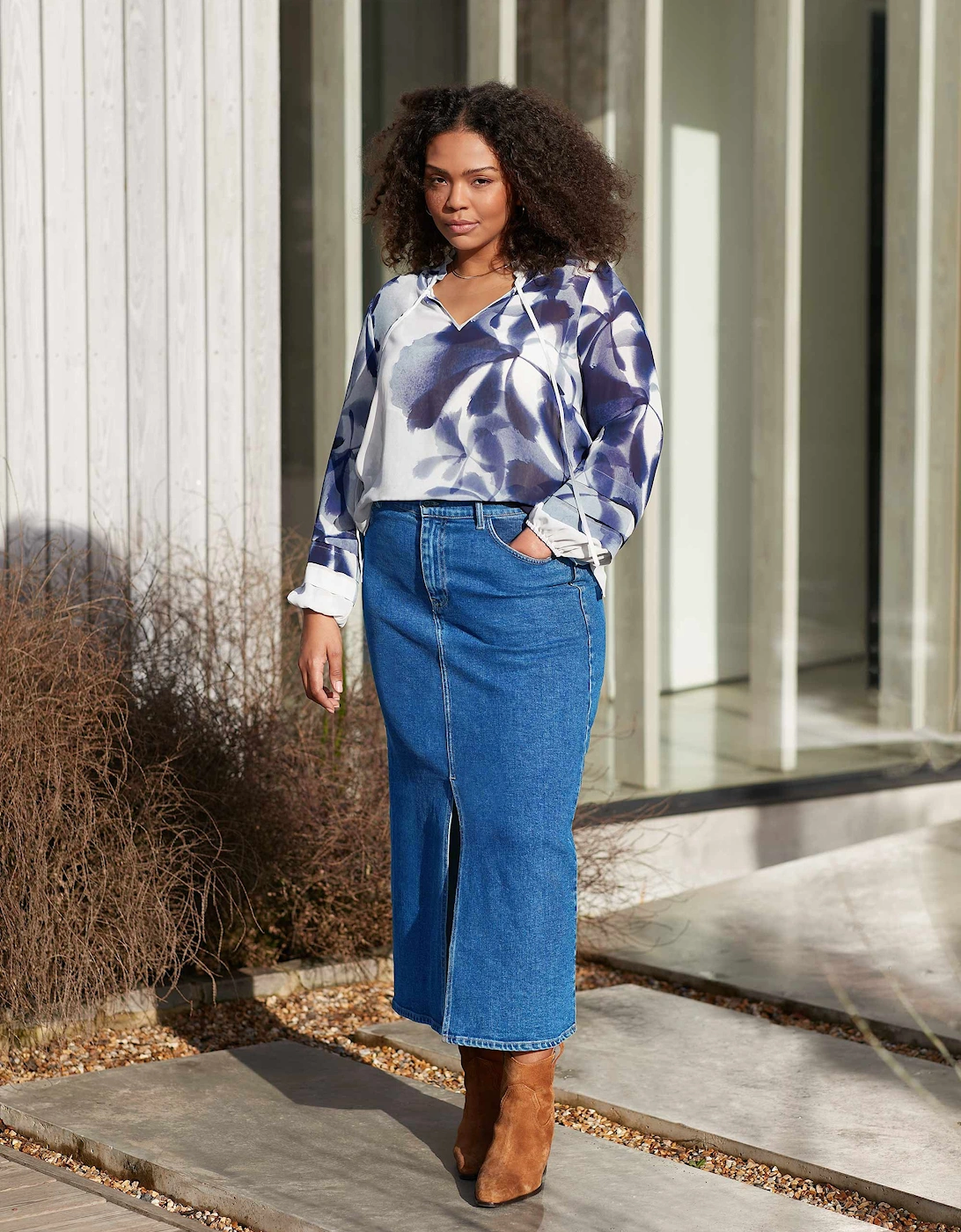 Denim Midi Skirt
