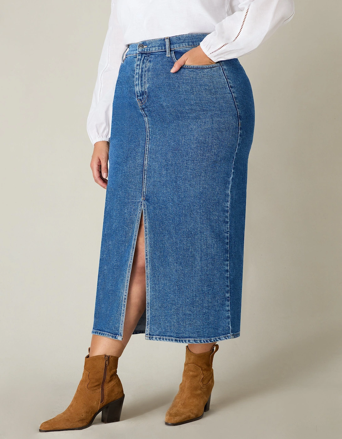 Denim Midi Skirt