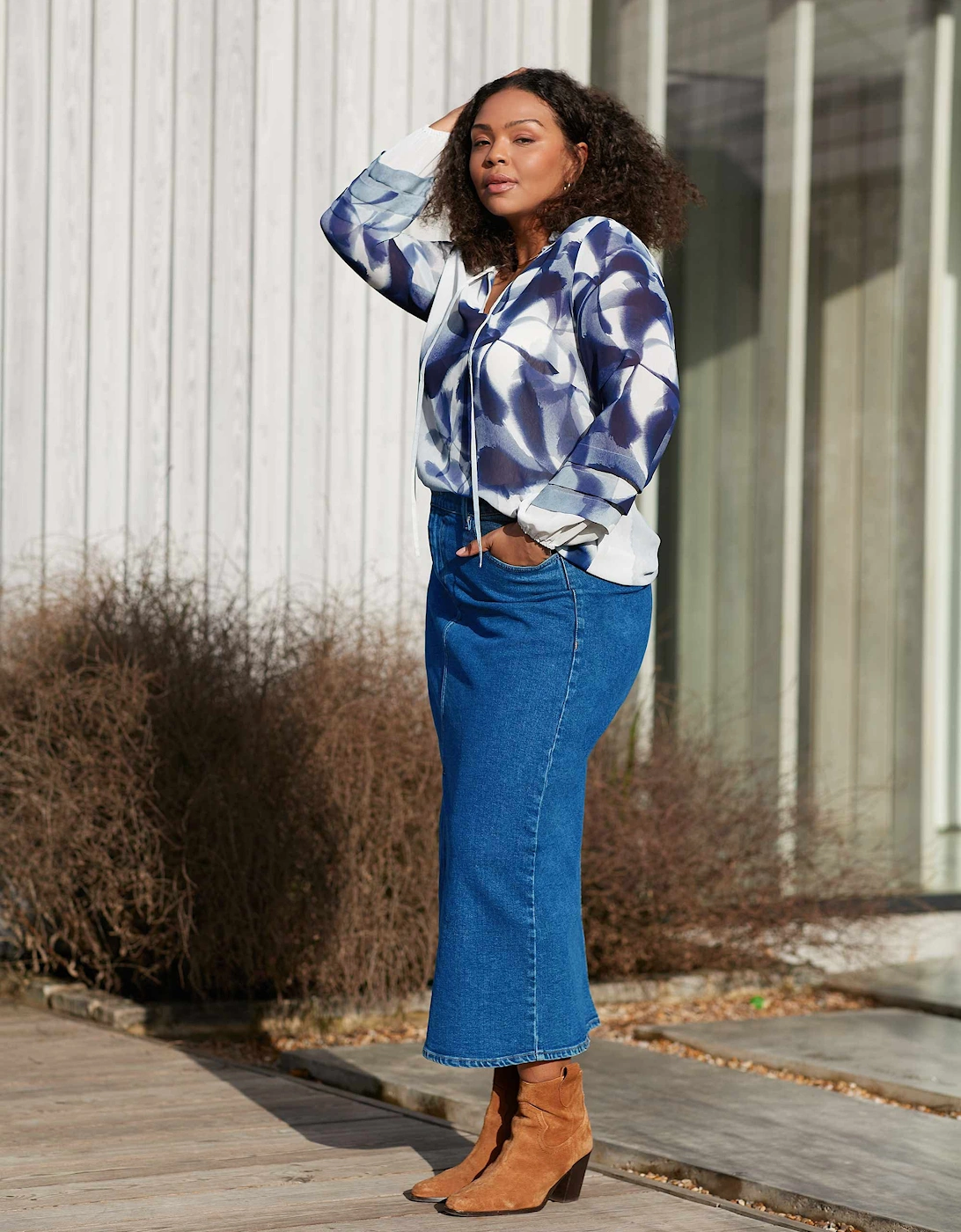 Denim Midi Skirt