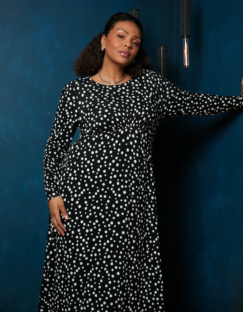 Mono Spot Empire Seam Midi Dress