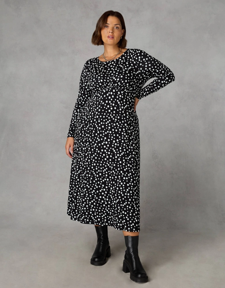 Mono Spot Empire Seam Midi Dress