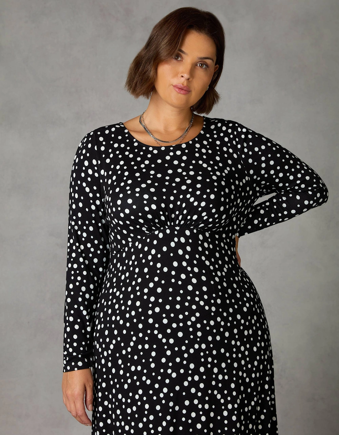 Mono Spot Empire Seam Midi Dress