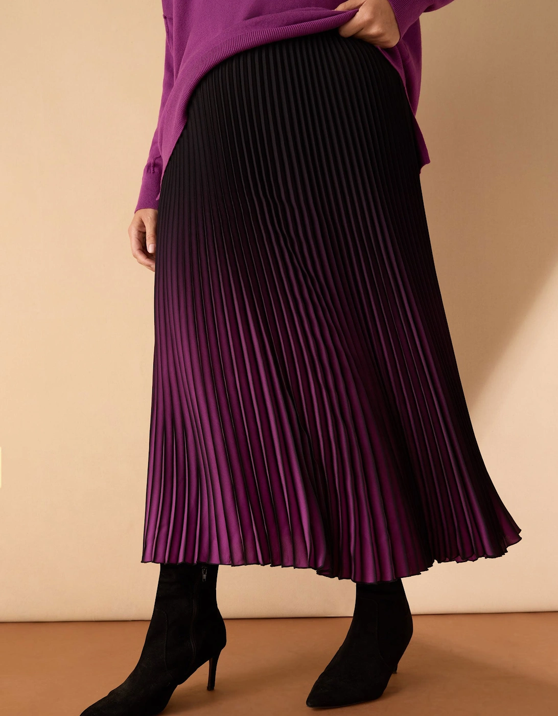 Purple Ombre Pleated Maxi Skirt