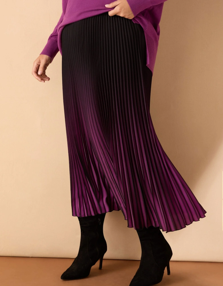 Purple Ombre Pleated Maxi Skirt