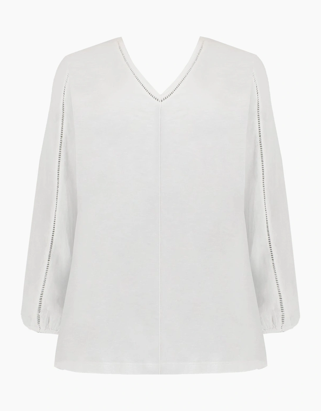 White Cotton Slub Ladder Trim T-Shirt