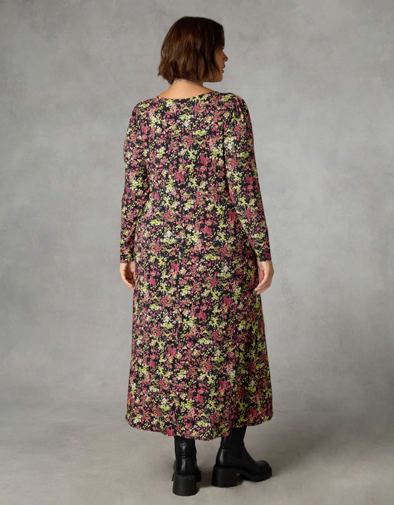Multi Ditsy Empire Seam Midi Dress