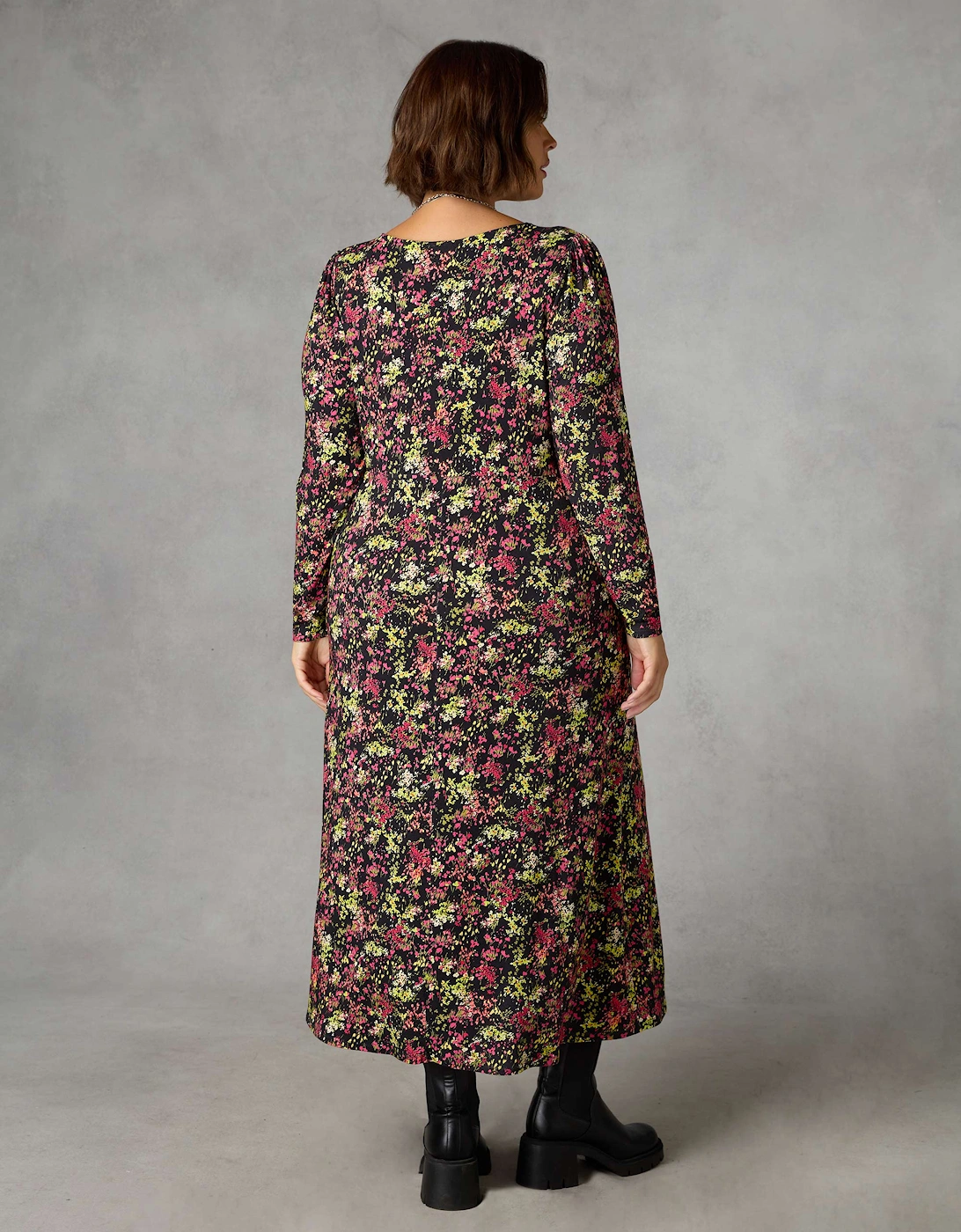 Multi Ditsy Empire Seam Midi Dress