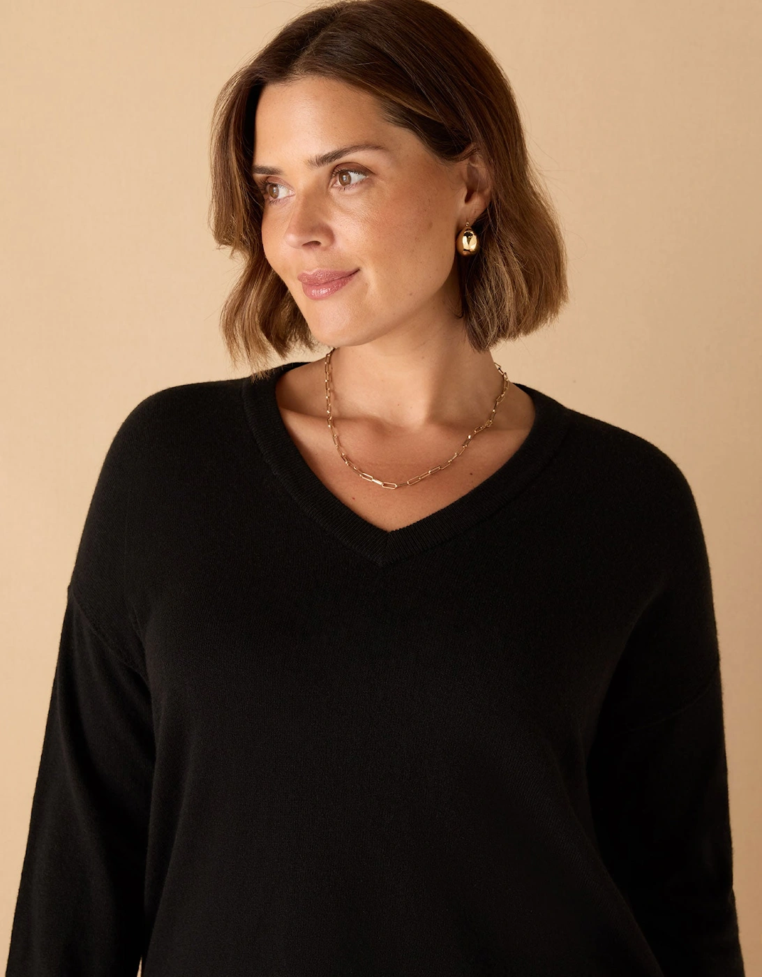 Black V Neck Knit Jumper