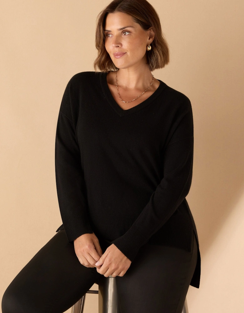 Black V Neck Knit Jumper
