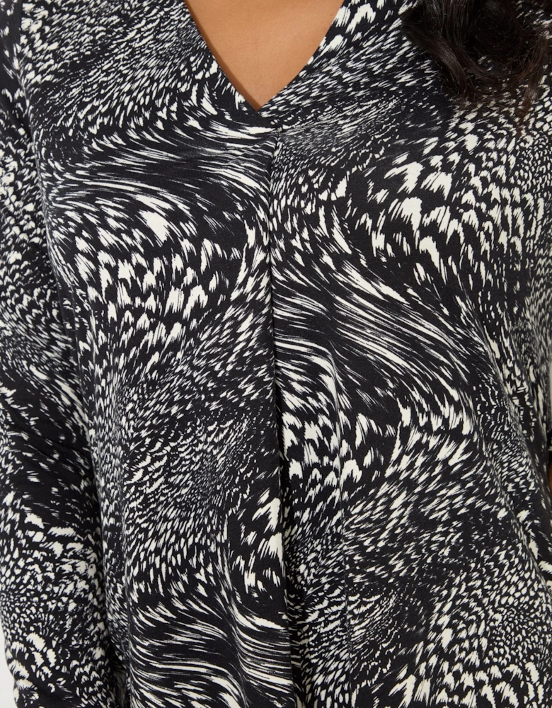 Mono Abstract Pleat Front Jersey Top
