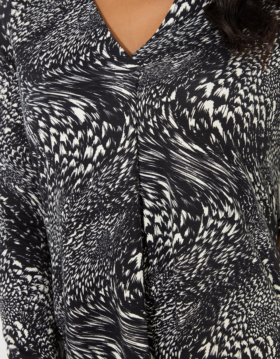 Mono Abstract Pleat Front Jersey Top