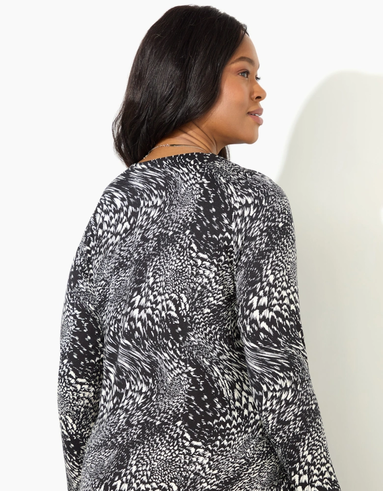 Mono Abstract Pleat Front Jersey Top