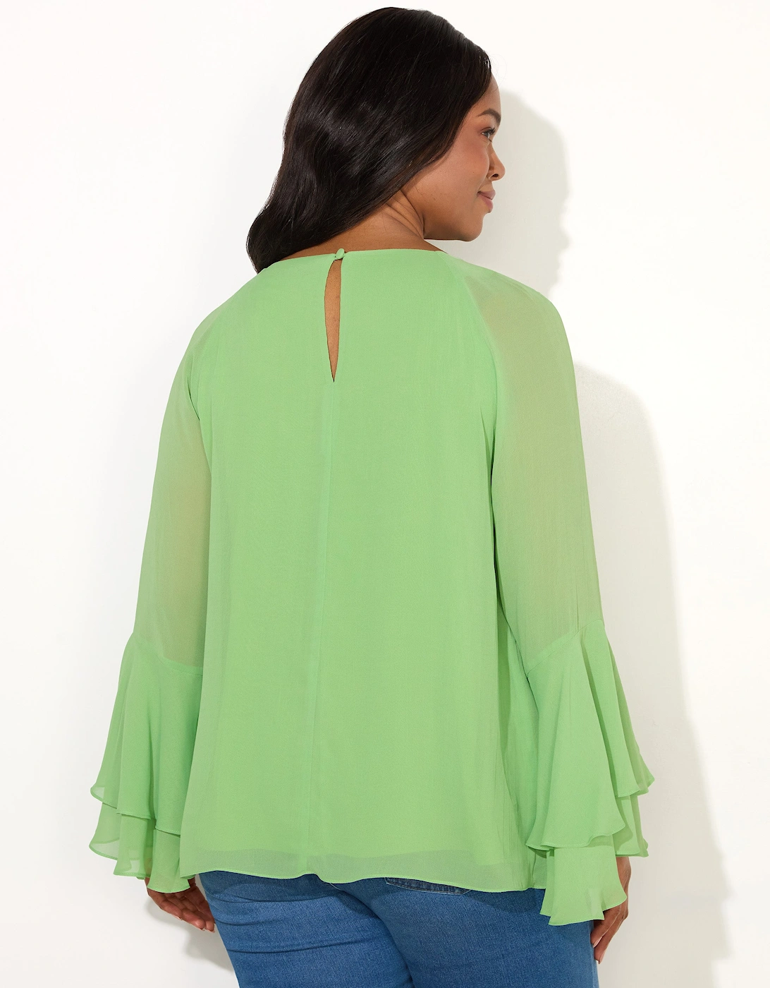 Green Frill Ruffle Blouse