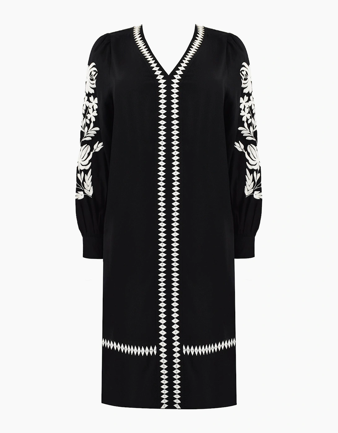Black Embroidered Swing Dress