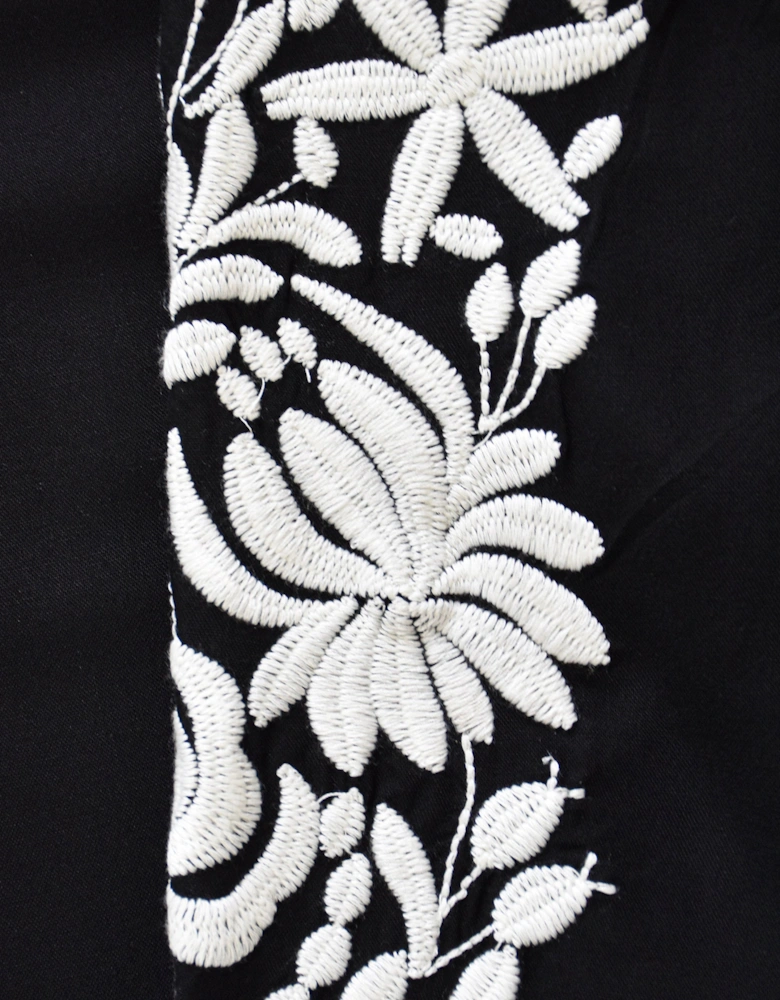 Black Embroidered Swing Dress