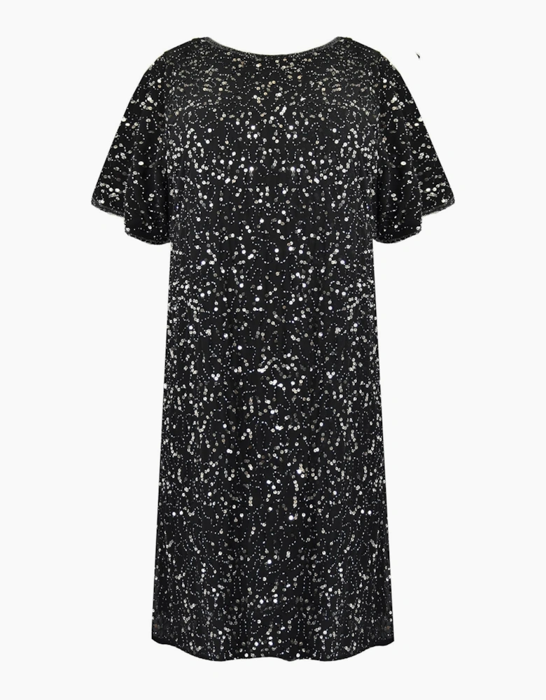 Black Embellished Cold Shoulder Dress