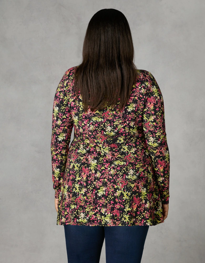Multi Ditsy Print Jersey Empire Seam Top