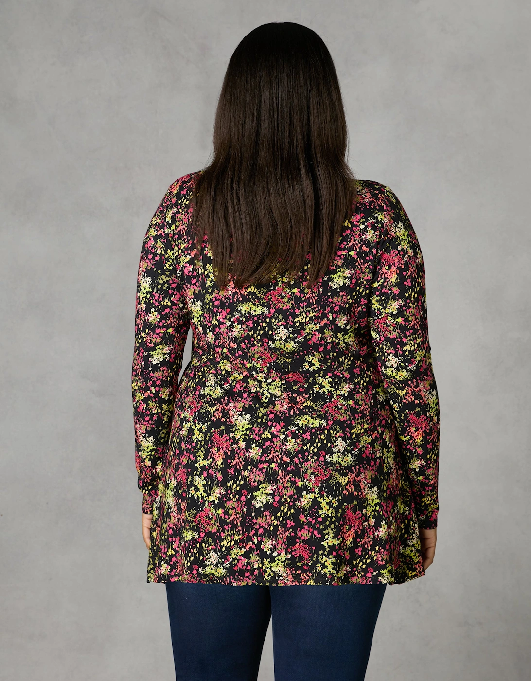 Multi Ditsy Print Jersey Empire Seam Top