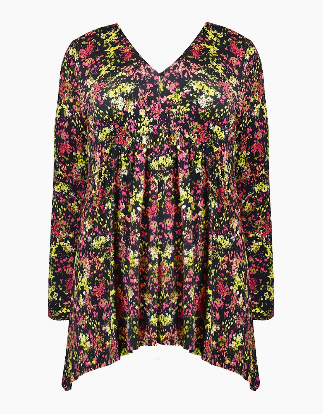 Multi Ditsy Print Jersey Empire Seam Top