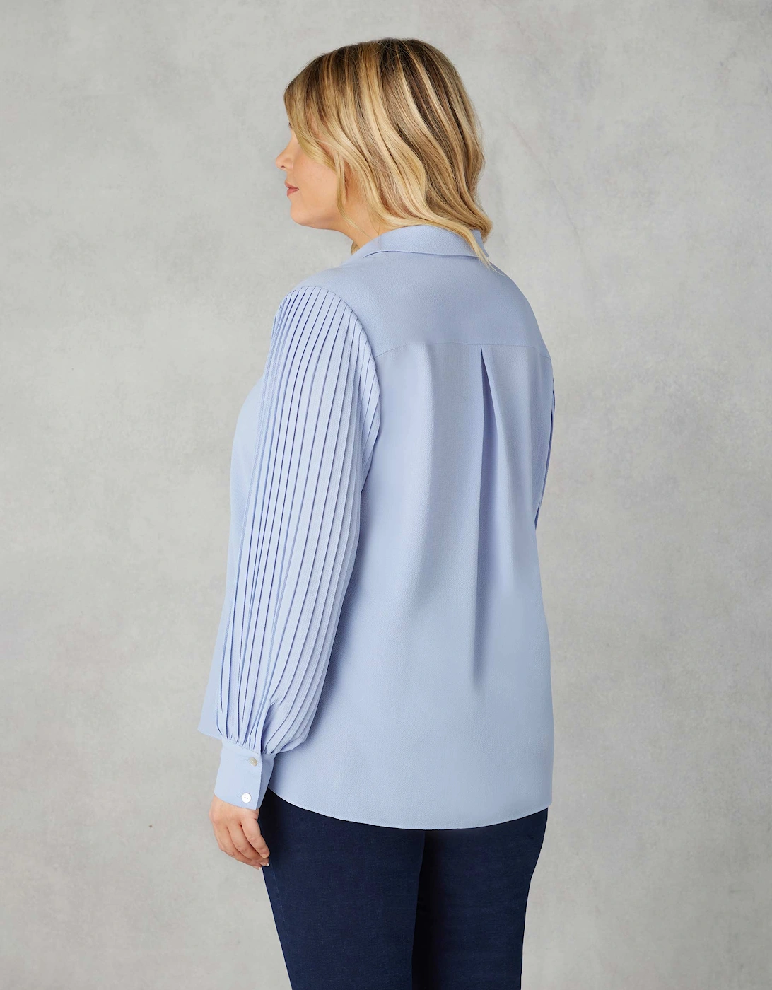 Blue Pleated Sleeve Shirt