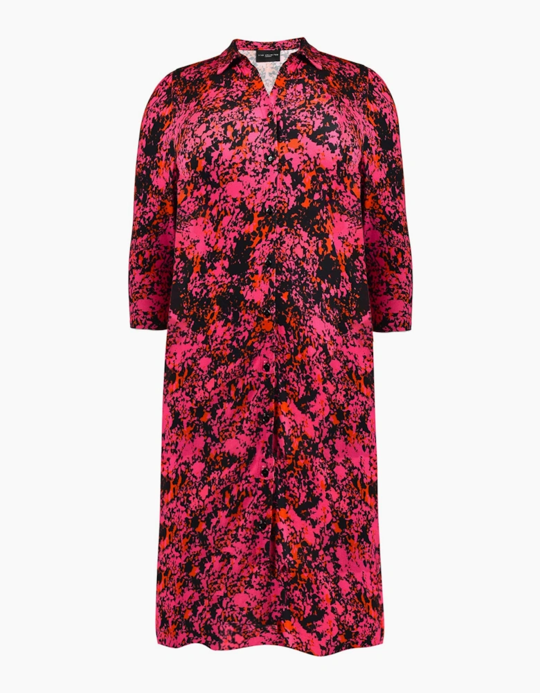 Pink Floral Print Jersey Empire Seam Shirt Dress