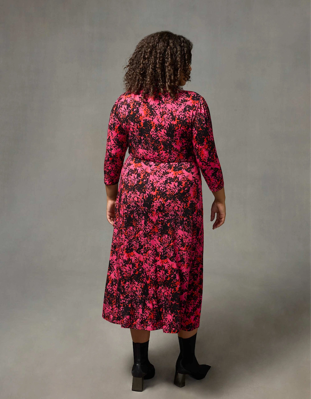 Pink Floral Print Jersey Empire Seam Shirt Dress