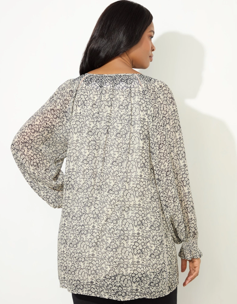 Stone Ditsy Smocked Tunic