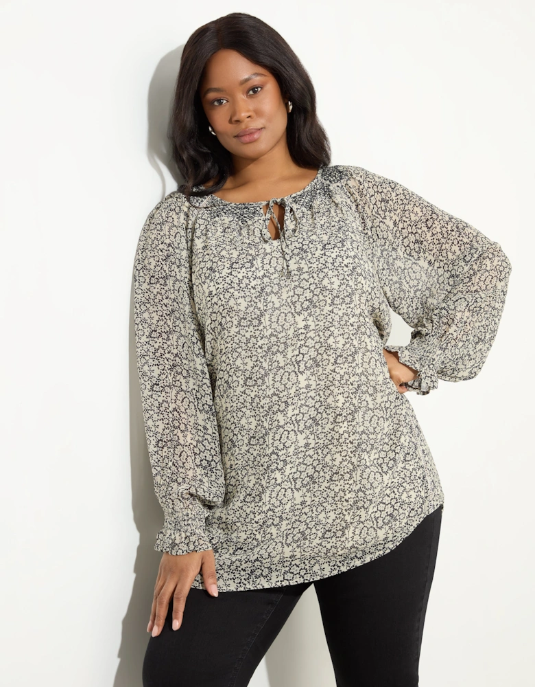 Stone Ditsy Smocked Tunic