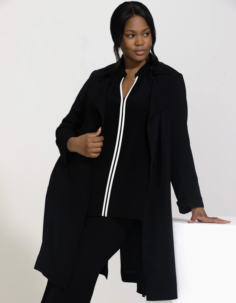 Black And White Contrast Seam Blouse