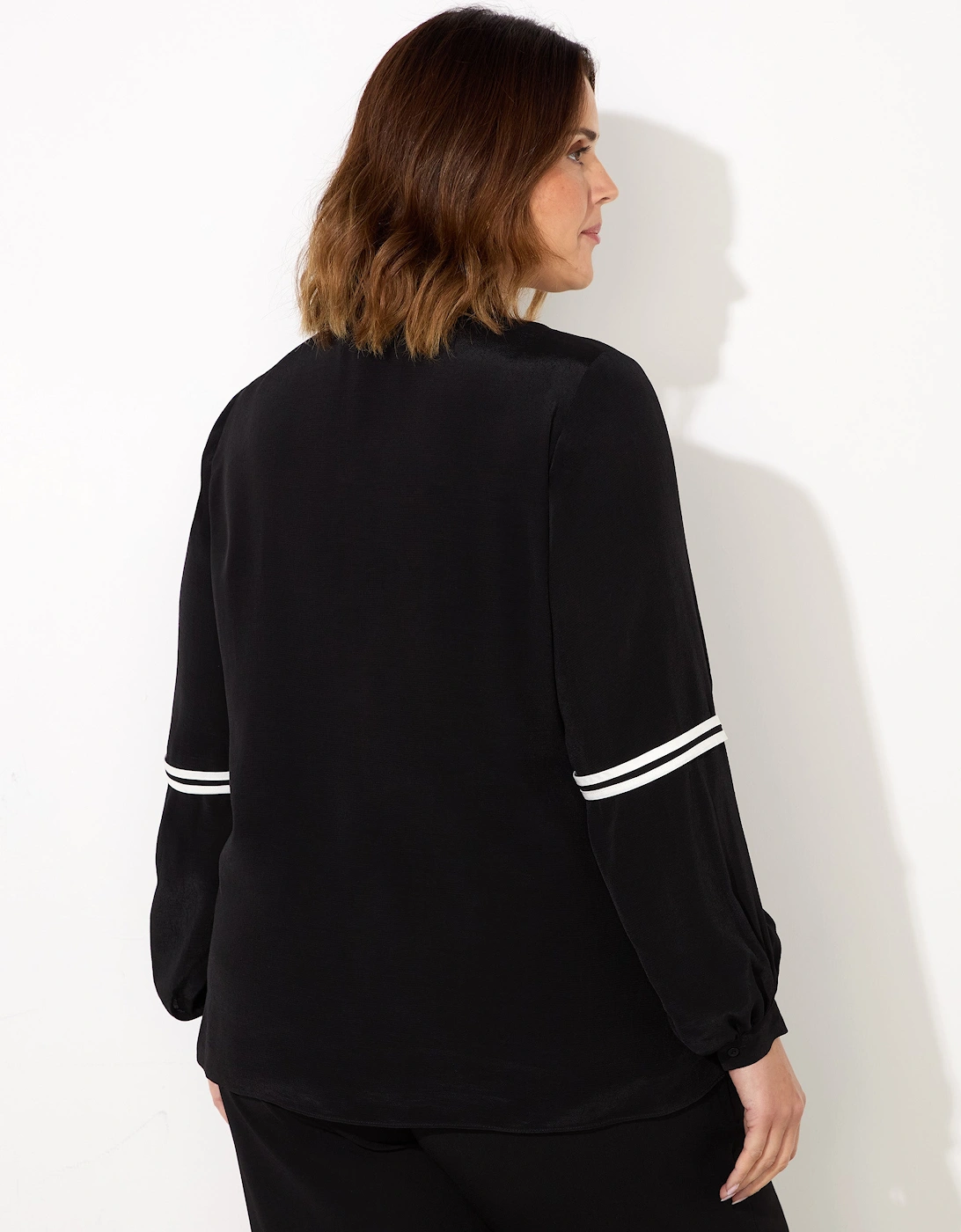 Black And White Contrast Seam Blouse