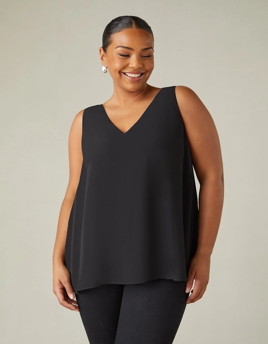 Black Chiffon Layered Swing Vest Top