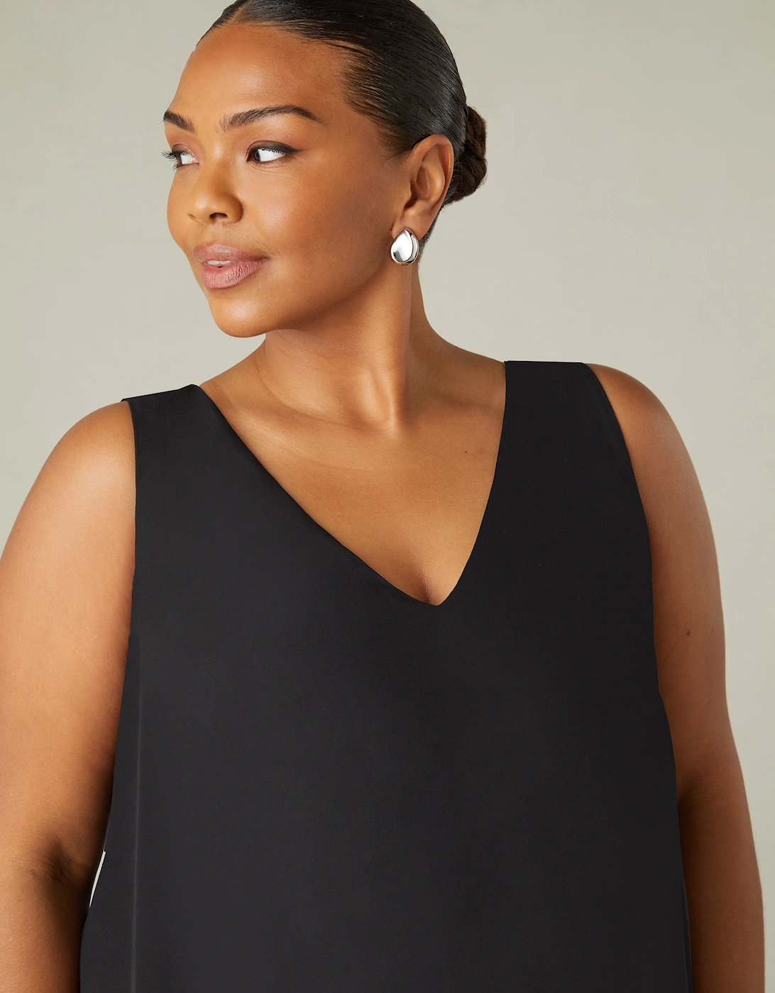 Black Chiffon Layered Swing Vest Top