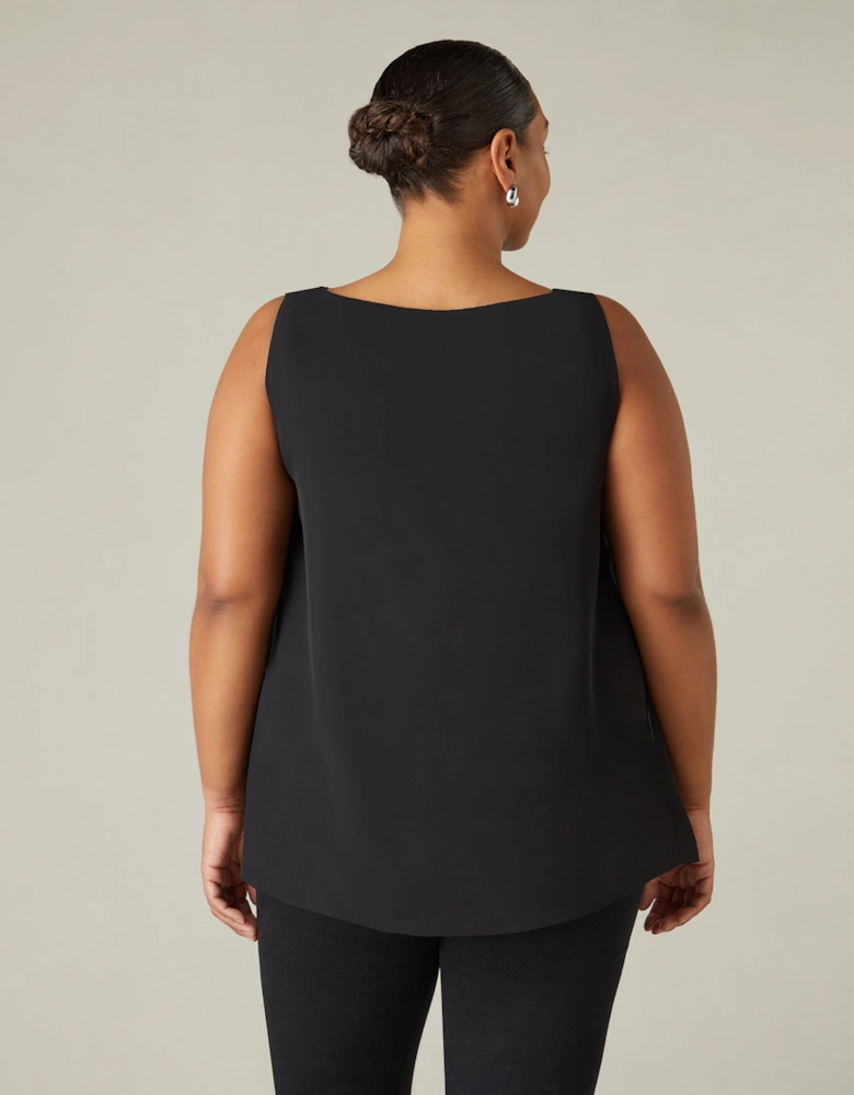 Black Chiffon Layered Swing Vest Top