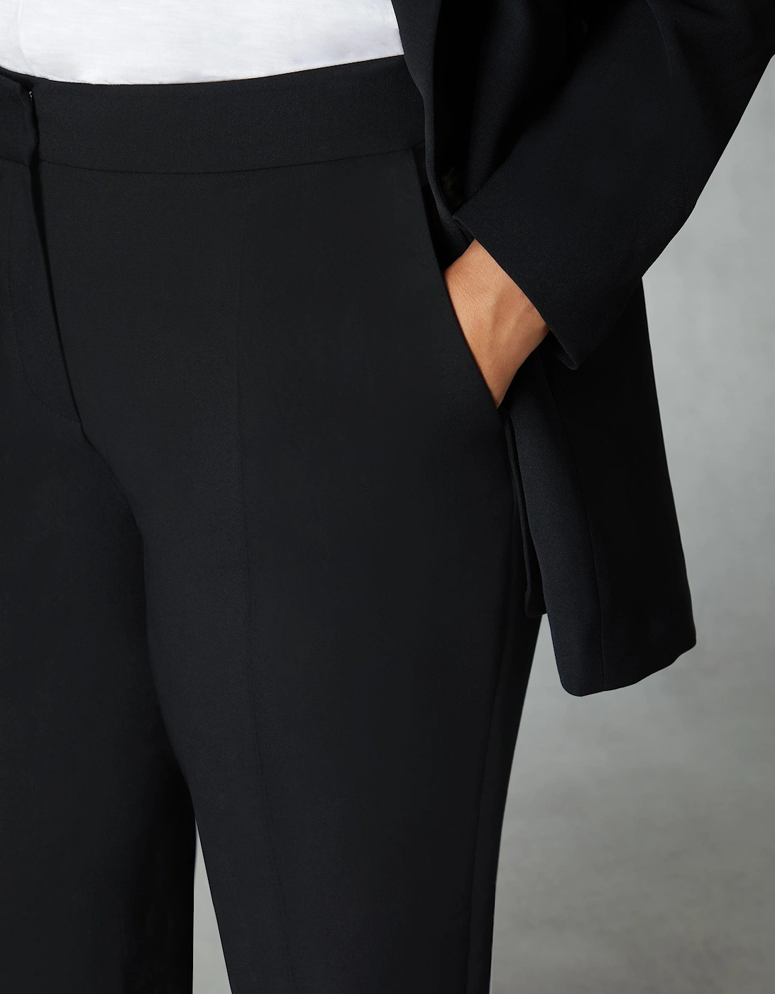Black Stretch Tapered Trousers