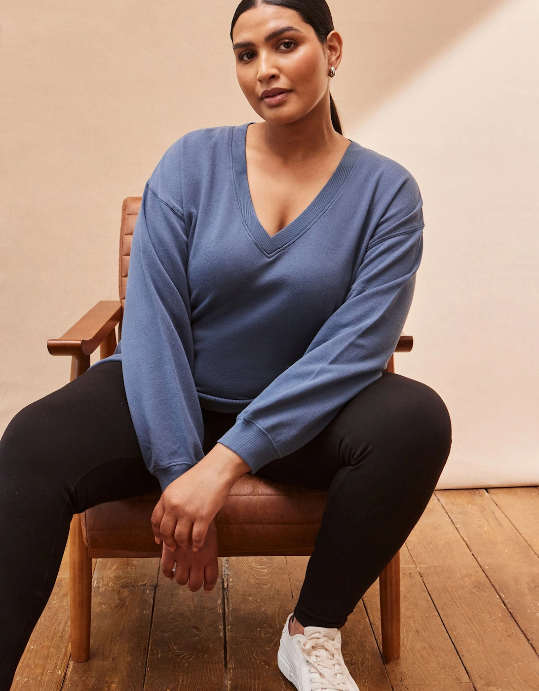 Blue V Neck Sweatshirt