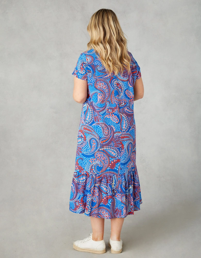 Multi Paisley Print V-Neck Dress