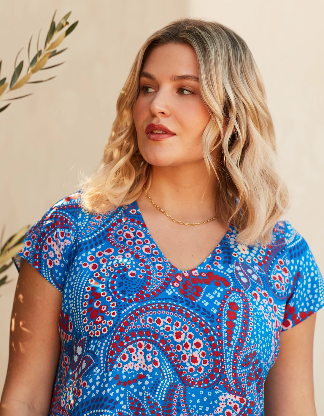 Multi Paisley Print V-Neck Dress