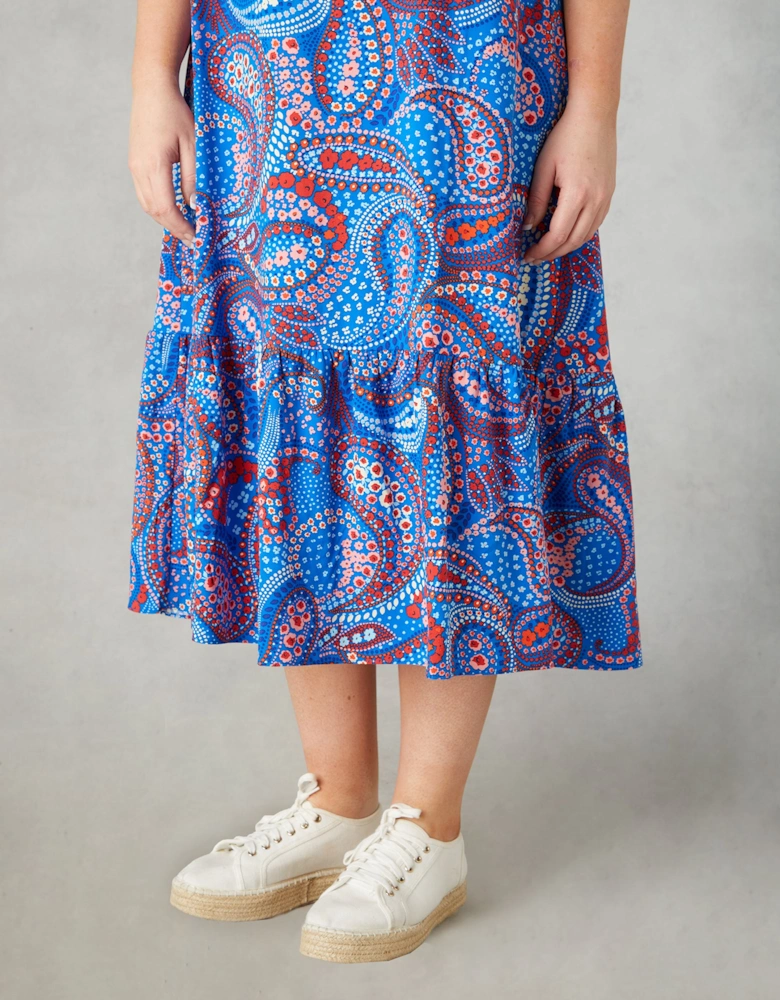 Multi Paisley Print V-Neck Dress