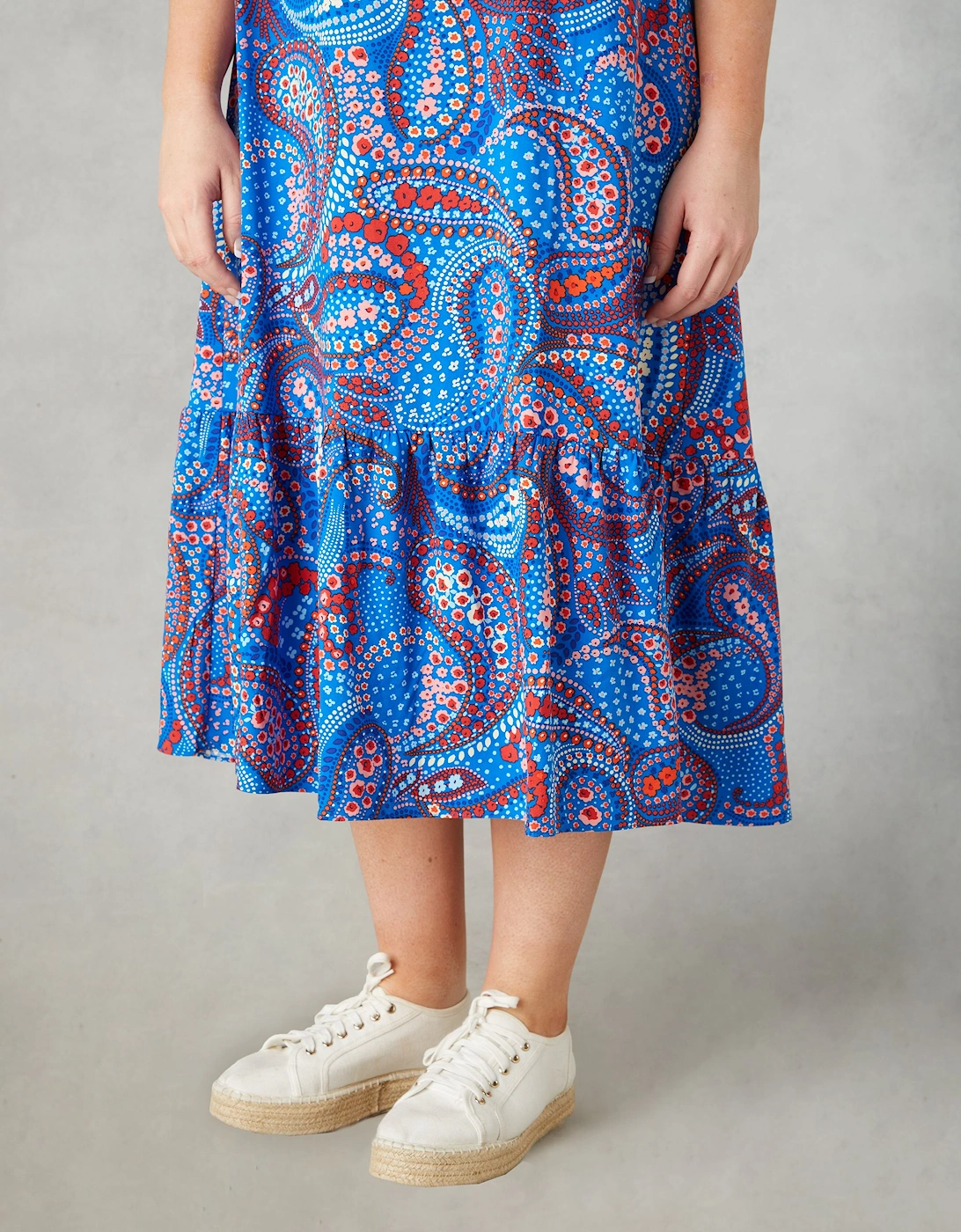 Multi Paisley Print V-Neck Dress
