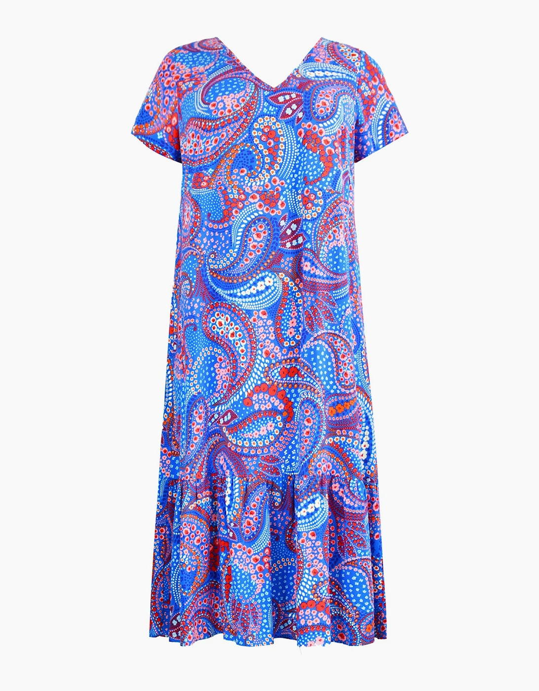 Multi Paisley Print V-Neck Dress