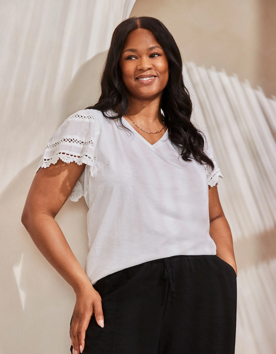 White Angel Sleeve Neck Top, 6 of 5