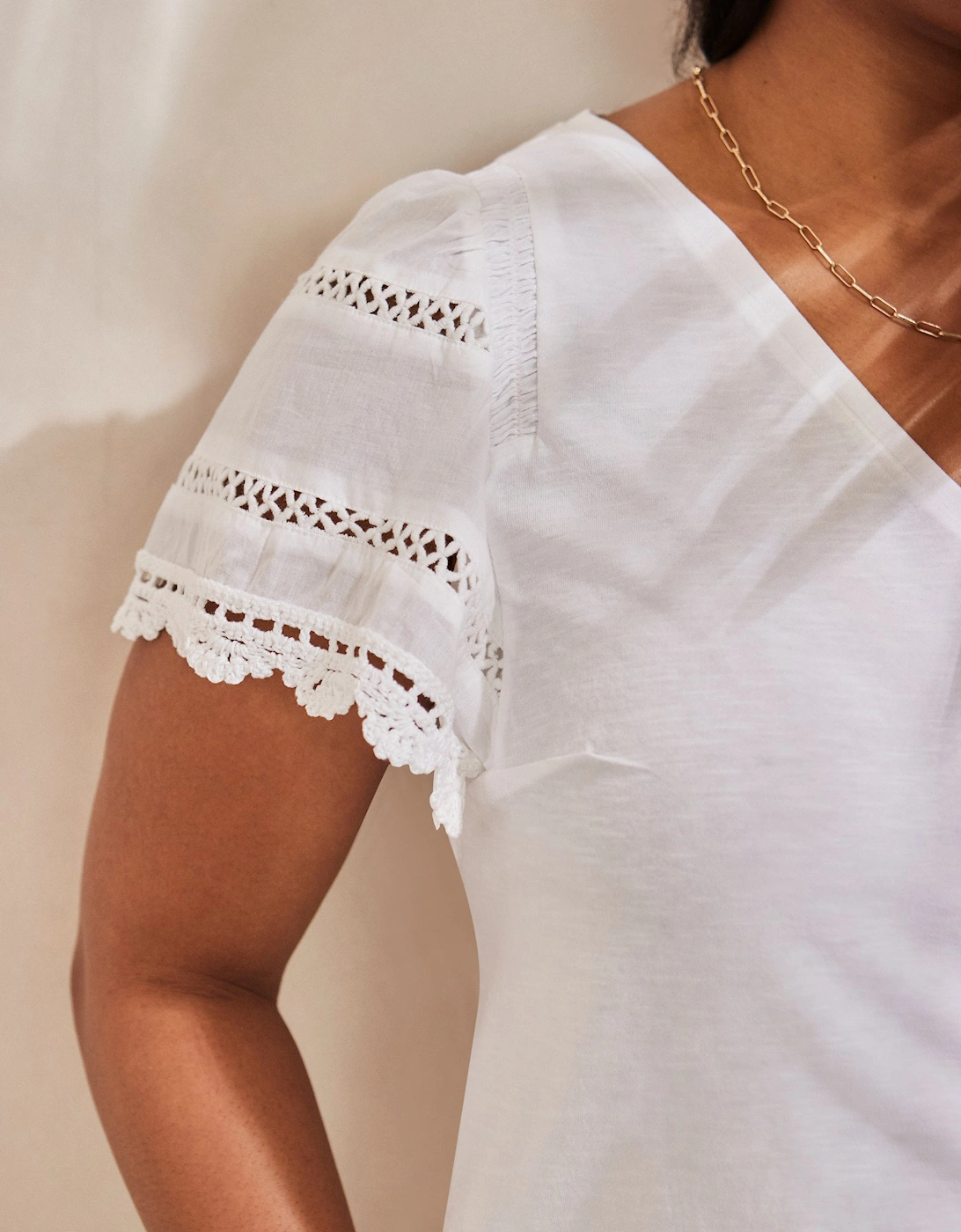 White Angel Sleeve Neck Top