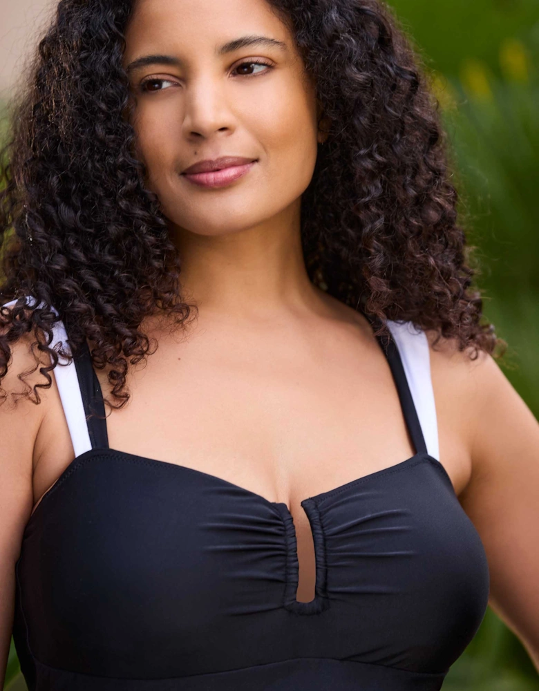 Black Contrast Trim Shaping Swimsuit