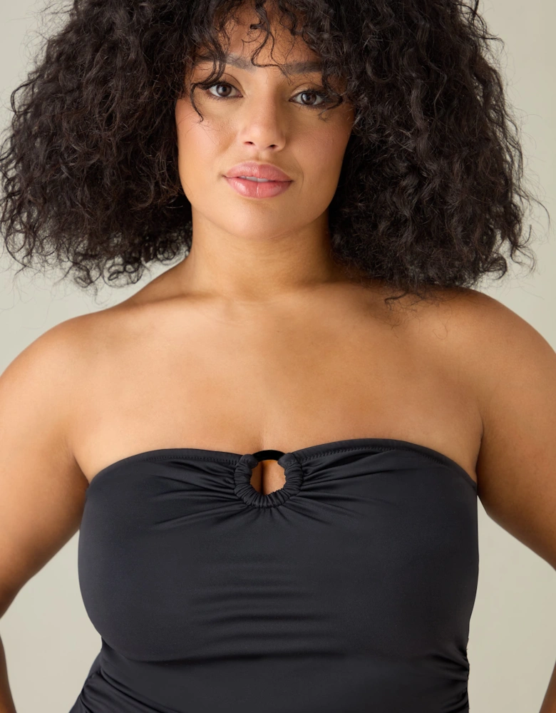 Black Bandeau Tankini Top