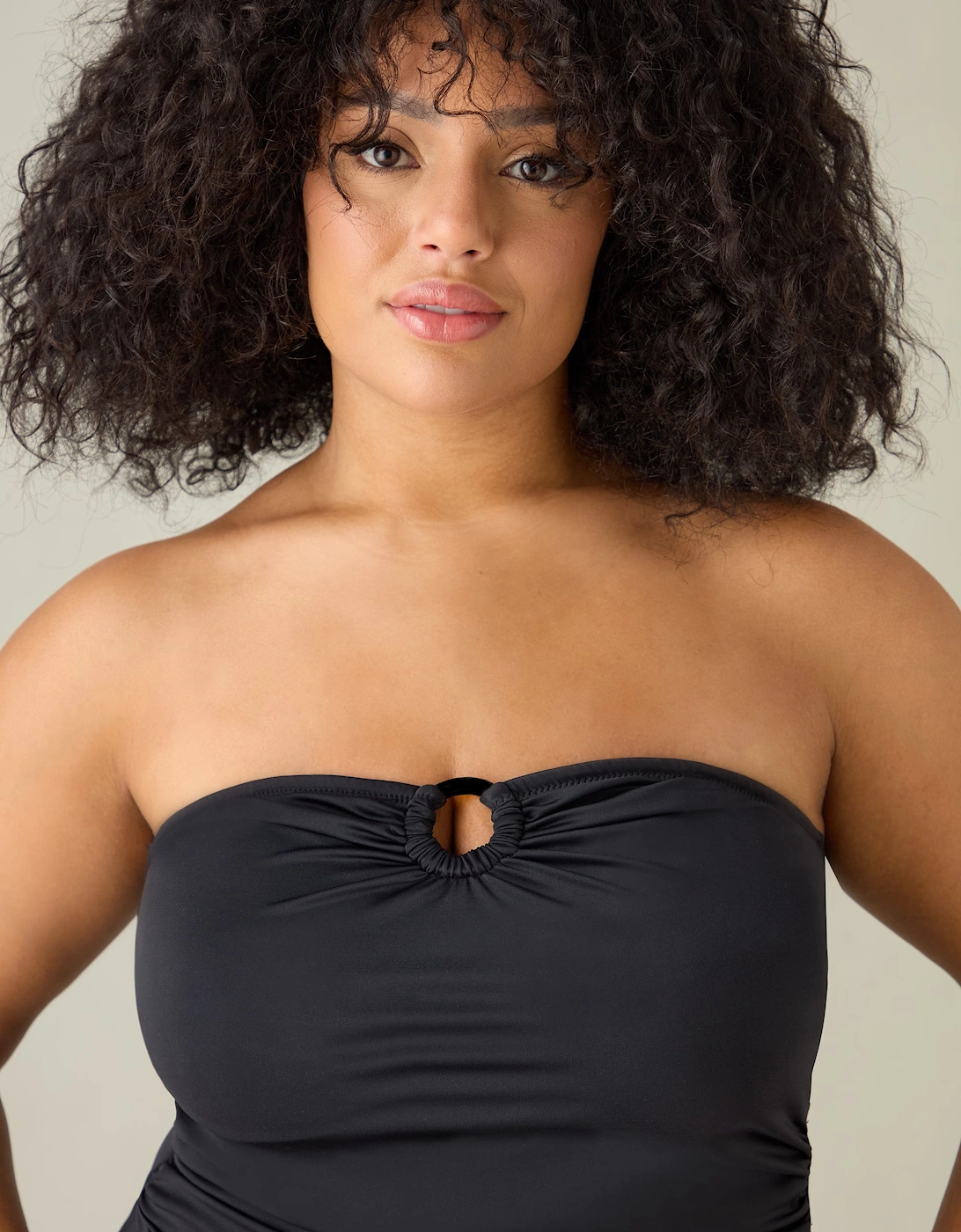 Black Bandeau Tankini Top